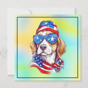 4. Juli Patriotisches Hundedesign  Einladung