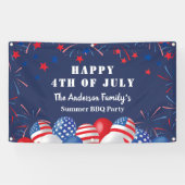 4. Juli Patriotisches Individuelle Name Party Banner (Horizontal)