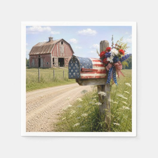 4. Juli Patriotisches LandMailbox Serviette (Vorderseite)