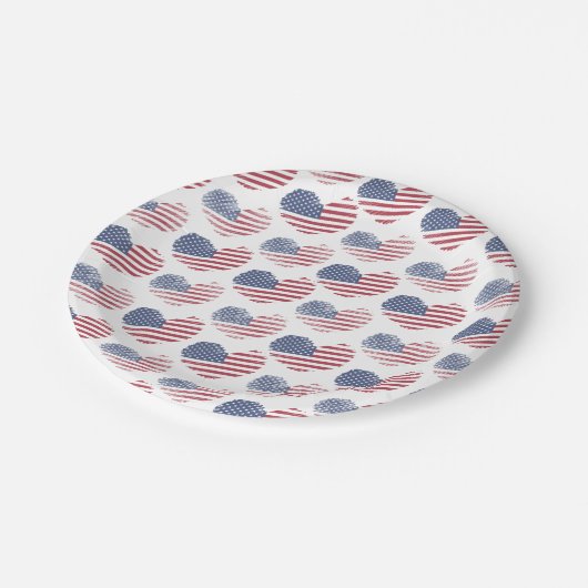 4. Juli Patriotisches Party Amerikanische Flagge Pappteller (Schrägansicht)