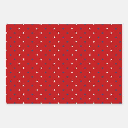 4. Juli Patriotisches Rotes Weiß & Blaue Sterne Geschenkpapier Set (Vorderseite)