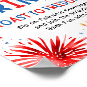 4. Juli Patriotisches Rotes Weiß und Blau Getränke Poster (Ecke)