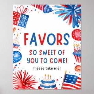 4. Juli Patriotisches Rotes Weiß und Blauer Favori Poster