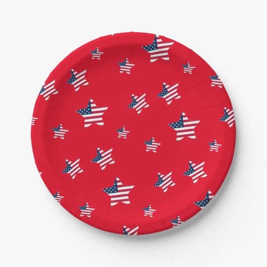 4. Juli patriotisches US-amerikanisches Flaggensta Pappteller (Vorderseite)