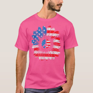 4. Juli, Peace Sunflower American Freedom USA T-Shirt