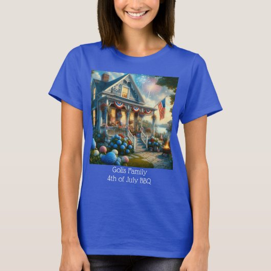 4. Juli Personalisiert Blue T - Shirt (Vorderseite)