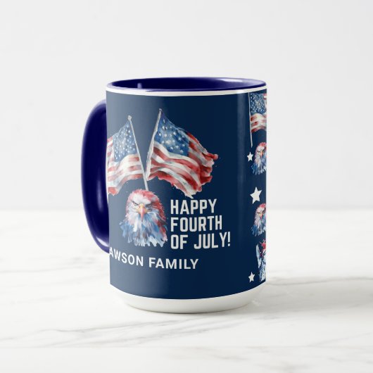 4. Juli Personalisiert Patriotisch Tasse (Vorderseite Links)