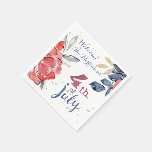 4. Juli Personalisiert Stilvolles Party Serviette (Ecke)