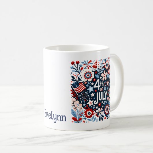 4. Juli Personalisierte-Kaffee-Tasse Kaffeetasse (VorderseiteRechts)