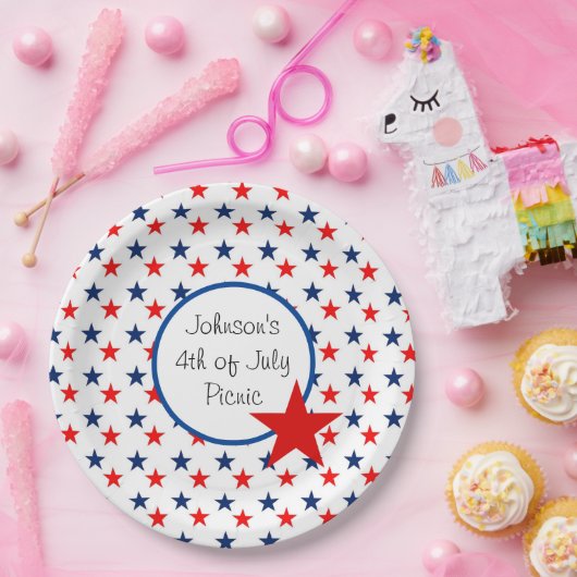 4. Juli Personalize Text Patriotic Picnic Pappteller (Party)