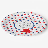 4. Juli Personalize Text Patriotic Picnic Pappteller (Schrägansicht)