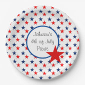 4. Juli Personalize Text Patriotic Picnic Pappteller (Vorderseite)