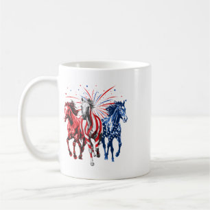 4. Juli Pferdeliebhaber Rot Weiß Und Blau Americ Kaffeetasse