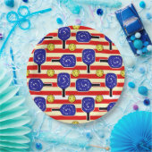 4. Juli Pickleball Rot Weiß Gelbe Balls Pappteller (Party)