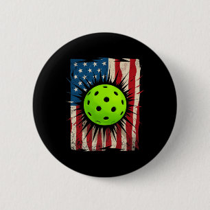 4. Juli Pickleball-Shirt Lustig Usa-Flagge Patriot Button
