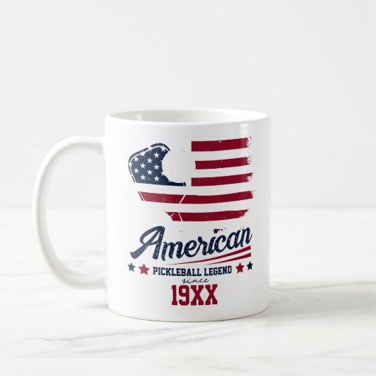 4. Juli Pickleball USA Unabhängigkeitstag Geschenk Kaffeetasse (Links)