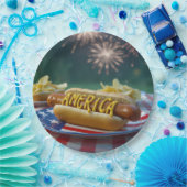 4. Juli-Picknick mit Feuerwerk Pappteller (Party)