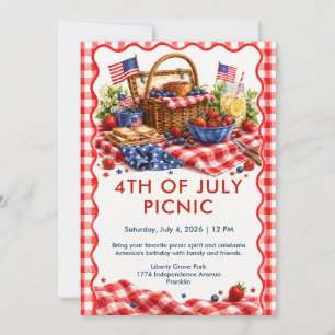 4. Juli-Picknick - Patriotisches Sommerpicknick Einladung