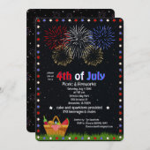 4. Juli Picknick unter Feuerwerk Nachthimmel Einladung (Vorne/Hinten)