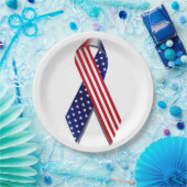 4. Juli Picnic Paper Tellers, Flag Ribbon Pappteller (Party)