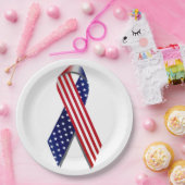 4. Juli Picnic Paper Tellers, Flag Ribbon Pappteller (Party)
