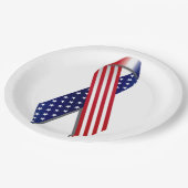4. Juli Picnic Paper Tellers, Flag Ribbon Pappteller (Schrägansicht)