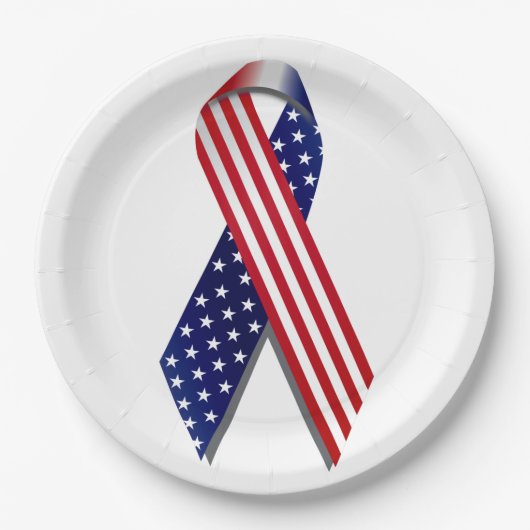 4. Juli Picnic Paper Tellers, Flag Ribbon Pappteller (Vorderseite)