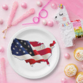 4. Juli Picnic Paper Tellers, USA Map, Flag Pappteller (Party)
