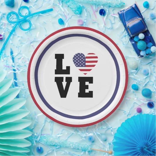 4. Juli Picnic, Red Blue White Patriotic Party Pappteller (Party)