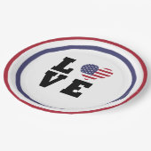 4. Juli Picnic, Red Blue White Patriotic Party Pappteller (Schrägansicht)