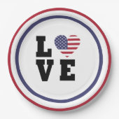 4. Juli Picnic, Red Blue White Patriotic Party Pappteller (Vorderseite)