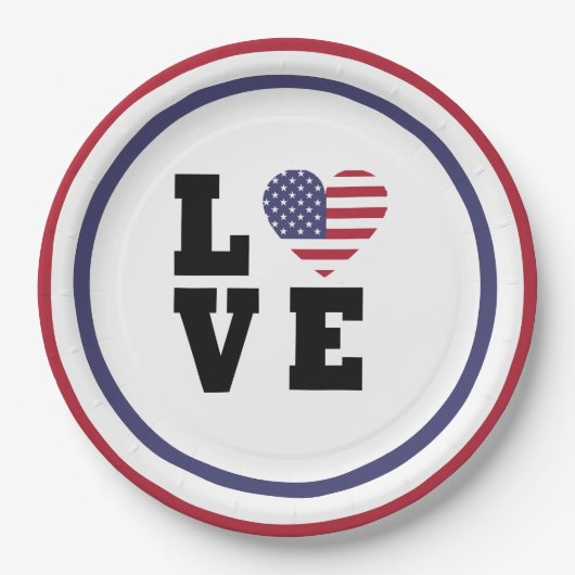 4. Juli Picnic, Red Blue White Patriotic Party Pappteller (Vorderseite)