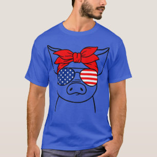 4. Juli Pig Shirt Women Bandana USA Flag Sungl
