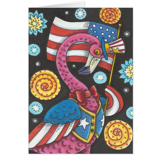 4. JULI PINK FLAMINGO URLAUB NOTE CARD Blank (Vorne)