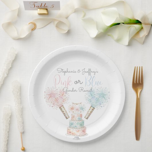 4. Juli Pink oder Blau Geschlecht Enthüllung  Pappteller (Hochzeit)