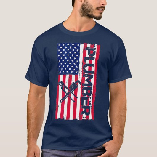 4. Juli Plumber USA Flag Patriotic T-Shirt (Vorderseite)