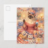 4. Juli Pool-Diva-Katze Postkarte (Vorne/Hinten)
