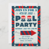 4. Juli Pool Party Einladung (Vorderseite)