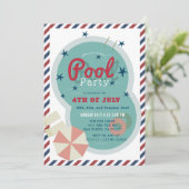 4. Juli Pool Party Einladung (Stehend Vorderseite)