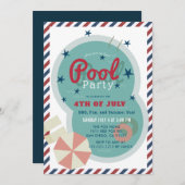 4. Juli Pool Party Einladung (Vorne/Hinten)