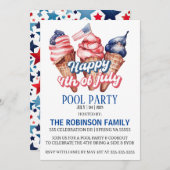 4. Juli Pool Party Einladung (Vorne/Hinten)