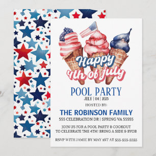 4. Juli Pool Party Einladung