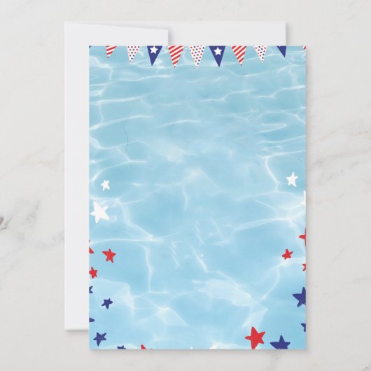 4. Juli Pool Party Einladung Editable Swim (Rückseite)