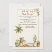 4. Juli Pool Party Einladung - Elegante Linie (Vorderseite)