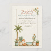4. Juli Pool Party Einladung - Elegante Linie (Vorne/Hinten)