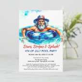 4. Juli Pool Party Einladung - Patriotisch (Stehend Vorderseite)