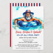 4. Juli Pool Party Einladung - Patriotisch (Vorne/Hinten)
