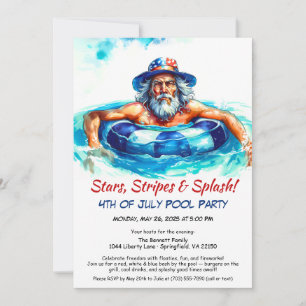 4. Juli Pool Party Einladung - Patriotisch