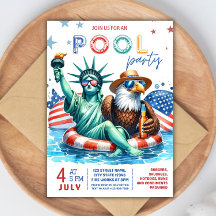 4. Juli Pool Party Einladung - Unabhängigkeit