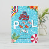 4. Juli Pool Party Einladungen (Stehend Vorderseite)